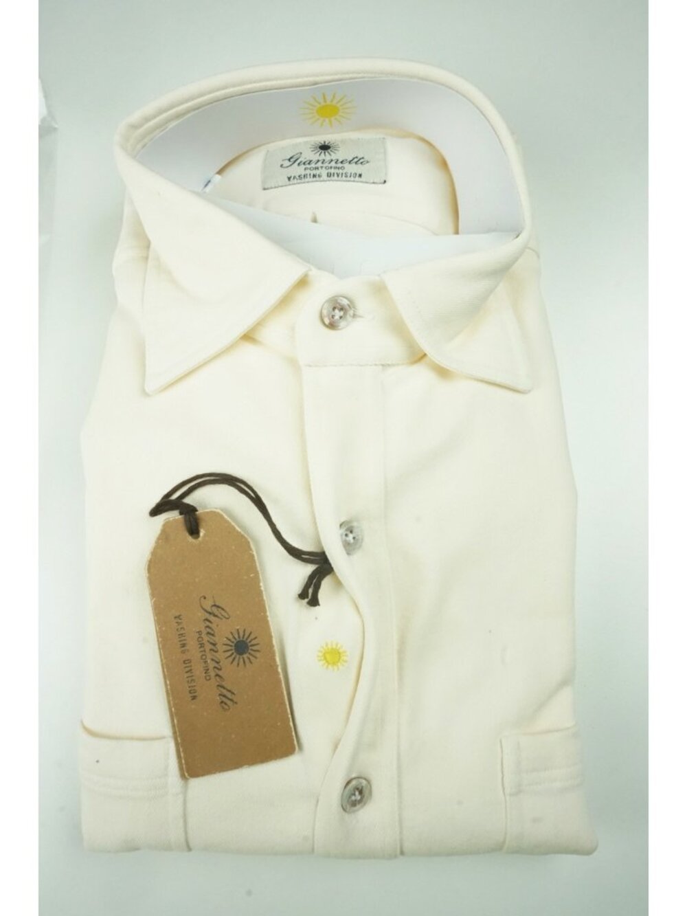 Giannetto Solid Beige Cotton Blend Button Up Shirt 15.5 39 NEW